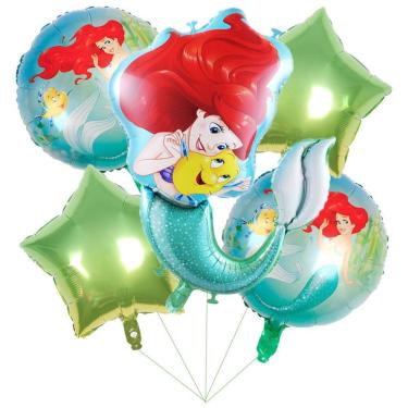 Imagem de Kit de balões, sereias com cauda, tema marinho, mylar de 18 polegadas