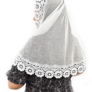 Imagem de Véu Ccb Congregação Cristã Renda Guipir Floral Adulto (modelo Bárbara)