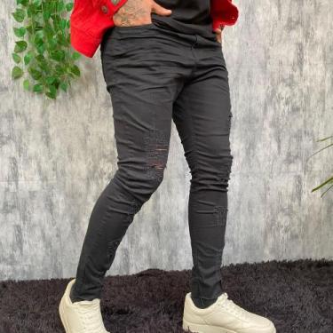 Imagem de Calça Jeans Destroyed Masculina Skinny Preta - Lifestyle, 40