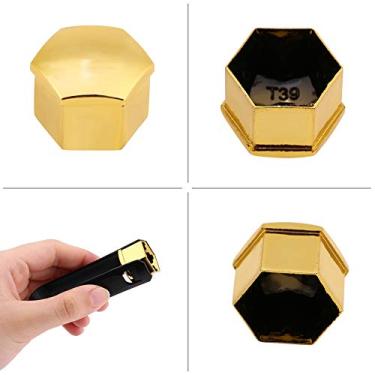 Imagem de HUIOP Tampa de Porca de Roda Dourada 17 Mm * Pacote 20, Tampa Parafuso Universal para Carro Com Braçadeira, Resistente e Fácil Instalar Proteção Porca Roda