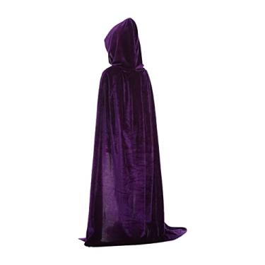 Imagem de Manto com Capuz de Halloween Capa Veludo Unissex Infantil Longo Traje Fancy Role Cosplay Fantasias Roupa Exterior Adereço Festa Festival Fantasia