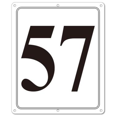 Imagem de i-CowFun Placa numerada de metal premium ao ar livre, refletiva de 30,5 x 25,4 cm placas numeradas de alumínio grande 57 para estacionamento, quadra de tênis, campo, armazém, corredor, edifício, doca