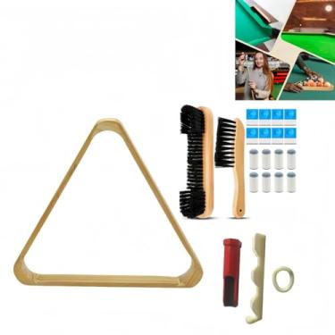 Imagem de XHYdamile Conjunto de acessórios de mesa de sinuca, tripé americano de madeira 2-1/4, com ferramenta de reparo de clube de bilhar, escova específica para mesa de bilhar