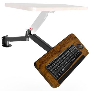Imagem de Kerty Suporte de parede para bandeja de teclado, suporte sentado para teclado e mouse de 66 cm, plataforma de digitação ajustável em altura para escritório, médico, operação industrial e corrida de