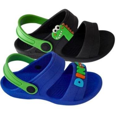 Imagem de Kit 2 Pares Papete Infantil Sandália Masculina Chinelo Dinossauro Verão Estiloso Dino Escolar-Masculino