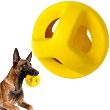 Imagem de PetiFine Bola de cachorro indestrutível, brinquedos resistentes para mastigadores agressivos, borracha natural não tóxica, mastigar, puxar e buscar, brinquedo de bola de cachorro para raças médias e
