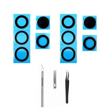 Imagem de Conjunto com 2 peças de reposição para lente traseira da câmera traseira para Samsung Galaxy S22 Ultra/S24 Ultra, kit de substituição de vidro para lente traseira com adesivo pré-instalado e kit de