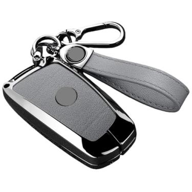 Imagem de Couro Compatível com bmw 1 3 5 7 séries x1 x3 x4 x5 f10 f15 f16 f20 f30 f18 f25 m3 m4 e34 caso chave do carro capa protetor escudo(B-grey keyring)