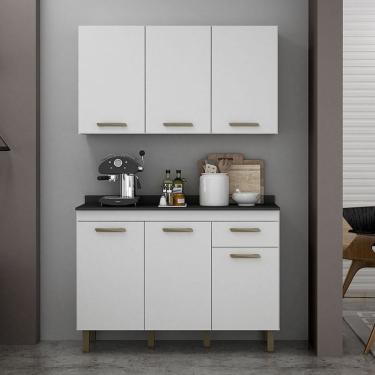 Imagem de Armário Aéreo e Balcão de Cozinha Ambiente São Luís Branco - Valdemóveis