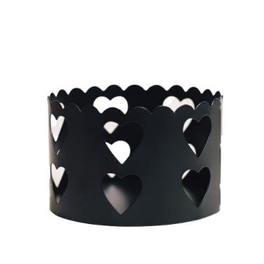 Imagem de A Cheerful Giver Capa de vela de metal – 12,7 cm de manga de vela de coração preto serve para velas Light Papa ou Mamãe – acessórios rústicos para velas