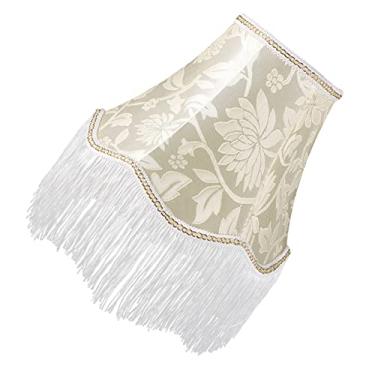 Imagem de Abajur Tribunal Europeu Decoração de mesa Decoração de mão Lustre de flores Tassel Tampa da lâmpada Abajur de substituição em formato de sino Abajur de hotel Abajur com franjas Pano Vintage (Color :