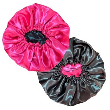 Imagem de Toucas de Cetim Dupla face com regulagem Cabelo Dormir Toucas de Banho(3 Touca de Cetim Dupla)