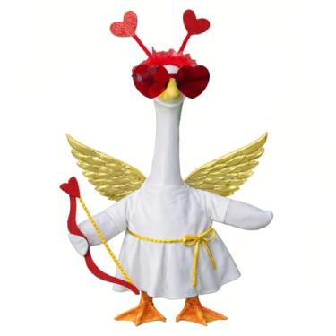 Imagem de Losyslnt Valentine's Day 23 Inch Porch Goose Outfits - Goose Clothes Costume with Wings, Belt, Headband & Heart-Shaped Glasses for Yard Lawn Outdoor Garden Patio Valentine's Day Holiday Decor