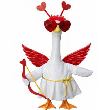 Imagem de Losyslnt Valentine's Day Porch Goose Outfits 23 Inch - Adorable Goose Clothes Costume with Wings, Belt, Headband & Heart-Shaped Glasses for Yard, Garden, and Patio Decoration (Red)