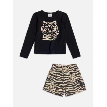Imagem de Conjunto Infantil Menina Tigre Blusa/Short Good Vibes Momi-Feminino
