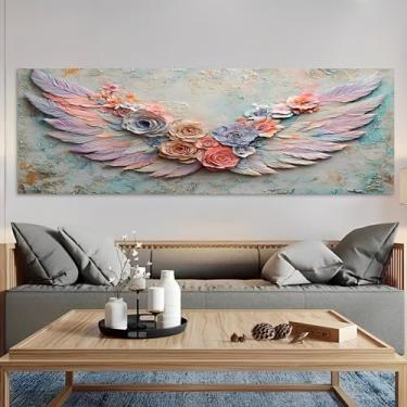 Imagem de Arte de parede em tela rústica vintage floral Wings - Pôster sem moldura de 30 x 91 cm - Ideia de presente para decoração de casa e escritório para sala de estar, quarto, cozinha e café