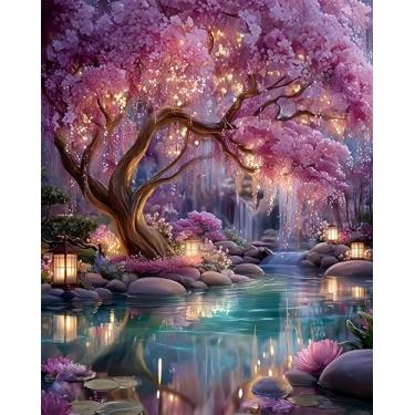 Imagem de GXGLLPZBY Kit de pintura por números para adultos iniciantes, pintura de floresta de sonho brilhante por números fácil, kits de pintura por números para adultos em tela, pintura com números de óleo