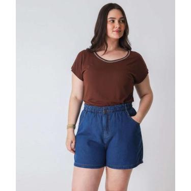Imagem de Shorts Clochard Plus Size Feminino Jeans Azul-66068 - Ecxo Jeans, 50, 