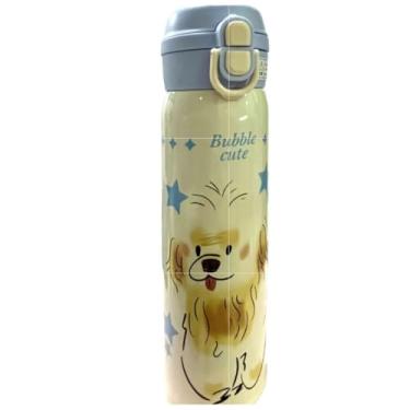 Imagem de Garrafa Infantil Shitzu 500ml em Aço Inox, deixa a Água Gelada o Dia Todo, com Canudo de Silicone, Tampa Dupla com Trava – Prática e Segura! (AZUL)