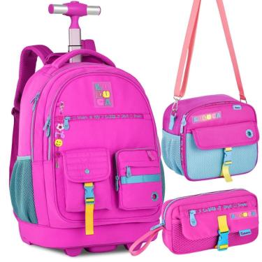 Imagem de Kit Mochila Rodinha Escolar Menina Estojo Lancheira Luluca-Feminino