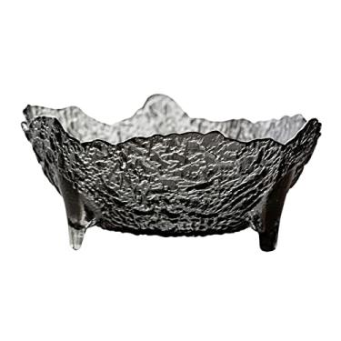 Imagem de Tigelas de frutas criativo irregular padrão de martelo prato de frutas de vidro design moderno tigela de sobremesa de alto valor prato de lanche de doces de pé alto prato decorativo de cesta de frutas