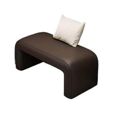 Imagem de Banqueta moderna para engraxar sapatos de entrada para uso doméstico, entrada de entrada, quarto, sofá, cabeceira, banheiro, banco estofado, entrada de couro (preto, 80 cm)