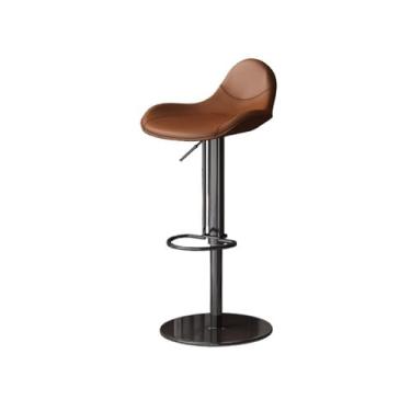 Imagem de Balcão de cozinha moderno leve cadeira de bar de luxo para casa cadeira alta giratória cadeira de bar cadeira ilha de aço inoxidável cadeiras de bar (marrom)