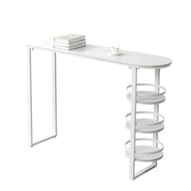 Imagem de KHUTRW3D Mesa de bar de placa de pedra doméstica com moldura de metal, divisória de sala de estar, mesa alta para espaços estreitos (100 x 45 x 105 cm)