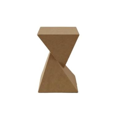 Imagem de Mesa lateral pequena de cimento moderno, design minimalista, varanda interna e externa, jardim, cafeteria, sala de estar, simples (marrom)