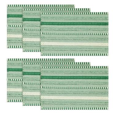 Imagem de Artoid Mode Jogo americano Emerald Farmhouse com listras trançadas, conjunto de tapetes de mesa sazonais de 6,30 x 45,7 cm, decoração de festa, cozinha, jantar