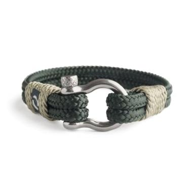 Imagem de Pulseira de corda masculina – Corda de prata de aço inoxidável, extremamente durável e resistente a arranhões corda à prova d'água, feita à mão, pulseira náutica para homens Verde