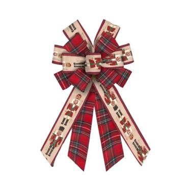 Imagem de Laço Grande De Natal Em Xadrez Vermelho E Marrom Para Guirlanda, Quebr