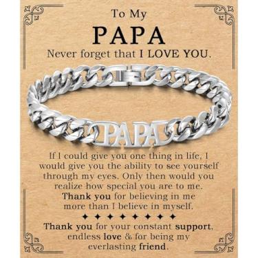 Imagem de Pulseira masculina para meninos adolescentes para papai, tio, marido, pai, filho, marido, sobrinho, neto irmão, 9 mm, pulseira de corrente cubana de aço inoxidável de 9 mm, joias para Dia dos