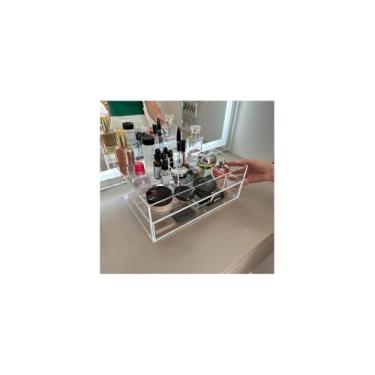 Imagem de Organizador de Maquiagem com 9 Divisórias, 17,8x9x7,5 cm, Compartimentos Espaçosos para Batons, Pincéis, Sombras