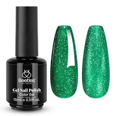 Imagem de Esmalte de unhas Beetles Christmas Green Gel – EverGleam Glitter Gel Polish, 15 ml de imersão UV LED brilhante brilhante cor de arte de unha verde esmeralda, manicure brilhante de longa duração para