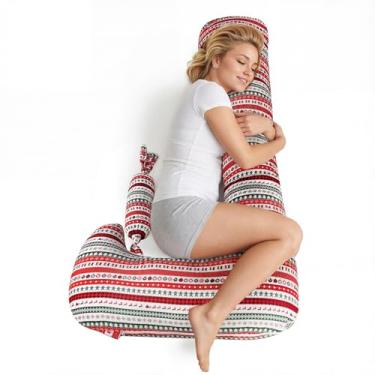 Imagem de Travesseiro de Natal com mini travesseiro de doces - Travesseiro longo com capa de impressão de Natal vermelha removível, firmeza ajustável, lavável na máquina - para adultos, crianças, gravidez