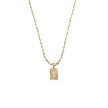 Imagem de Cordão 45Cm Masculino Feminino Pingente Letra Y Banhado Ouro