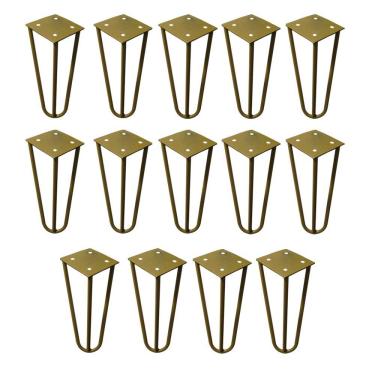 Imagem de Kit 14 Pés de Metal 15 CM Hairpin Legs Mesas de Centro Puffs Dourado