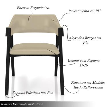 Imagem de Cadeira Sala de Jantar e Jogos Carteados Madeira Maciça Poker PU Bege/Preto G42 - Gran Belo