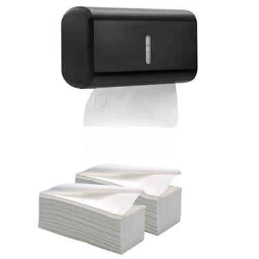 Imagem de Dispenser Papel Toalha Interfolhado Compacto com ou sem Papel Toalha para Banheiro e Cozinha(Toalheiro Urban Preto+2Papel)