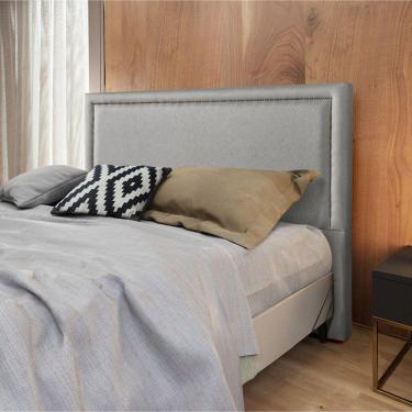 Imagem de Cabeceira Cama Box King 1,93m Estofada Aruba Linho Cinza