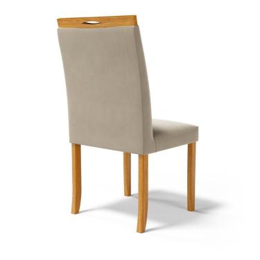Imagem de Kit Com 2 Cadeiras Aurora Madeira Maciça Estofadas Para Mesa De Jantar Veludo Bege 102