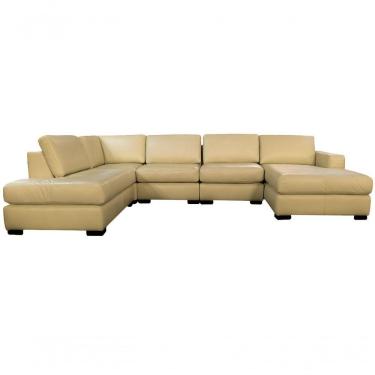 Imagem de Sofá De Couro N.y. 6 Lugares Bege Ivory 4,18 M - Mempra