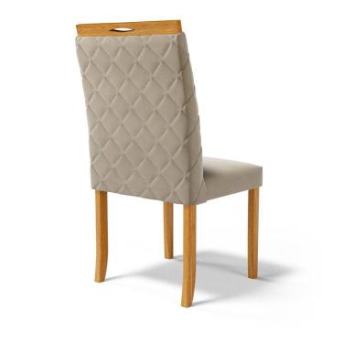 Imagem de Kit Com 2 Cadeiras Agnes Madeira Maciça Estofadas Para Mesa De Jantar Veludo Bege 102