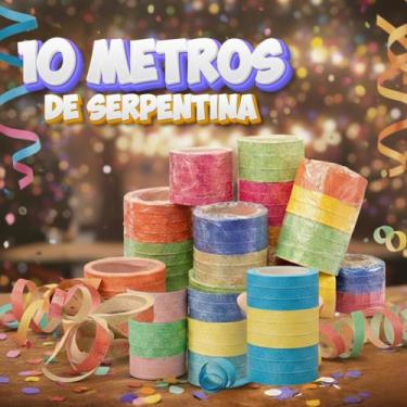 Imagem de 10 Rolos Serpentina Carnaval Folia Colorido Divertido Ano - Carnaval C
