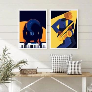 Imagem de Kit 2 Quadros Decorativos Mus. Saxofone e Piano 33x24cm
