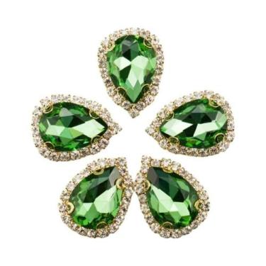 Imagem de Strass De Fundo Dourado Com 4 Furos Para Costurar, Cristal De Vidro, A