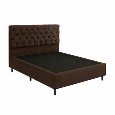 Imagem de Base Cama Box Casal Com Cabeceira Marrom 138x188cm - Fábrica de Tudo