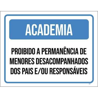 Imagem de Kit 5 Placa Acm Academia Menores Desacompanhados 18X23 - Sinalizo