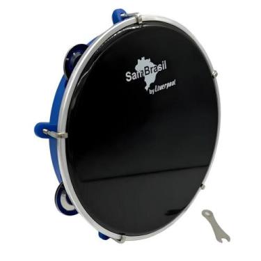 Imagem de Pandeiro liverpool sambrasil 8 azul pele preta